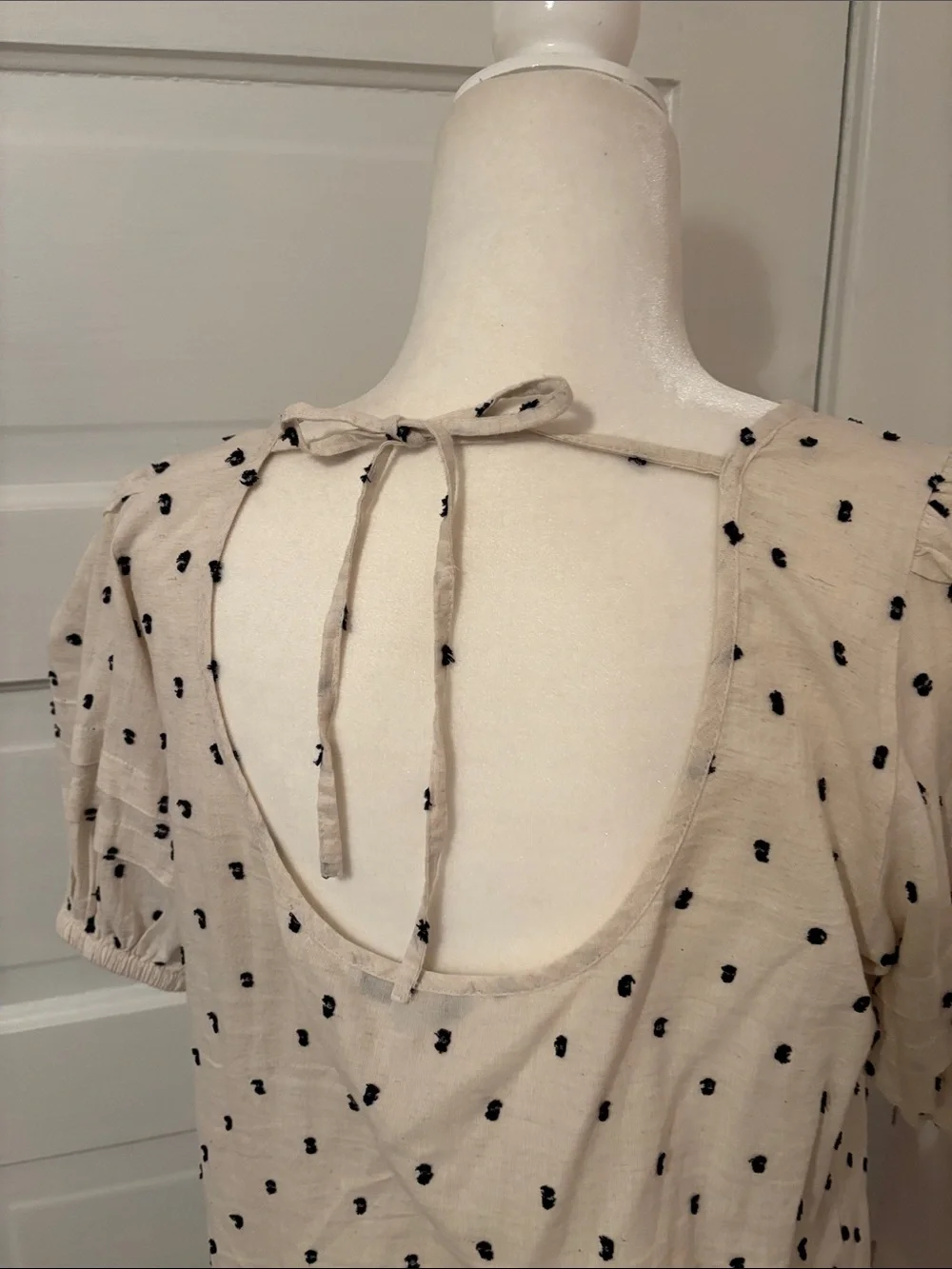 Madewell Ivory Blouse with Black Dot Embroidery